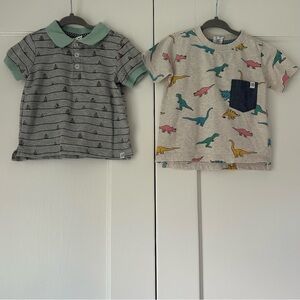 Sovereign Code Toddler Boy T-Shirt Set - Sailboat Polo and Dino Tee - Size 18M